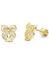 exquisite small polished owl stud earrings for babies and children